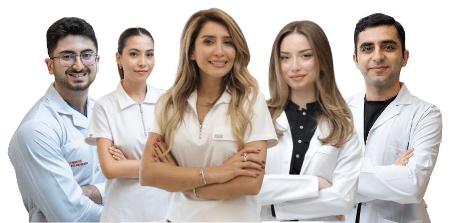 Master of Dent clinic team with lead dentist Dr. Elnaz Aslan, dedicated to delivering high-quality dental care.